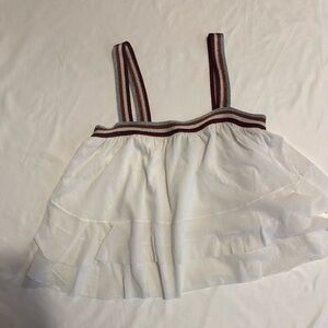 Viviana White and Red Smocked Tiered Tank Top